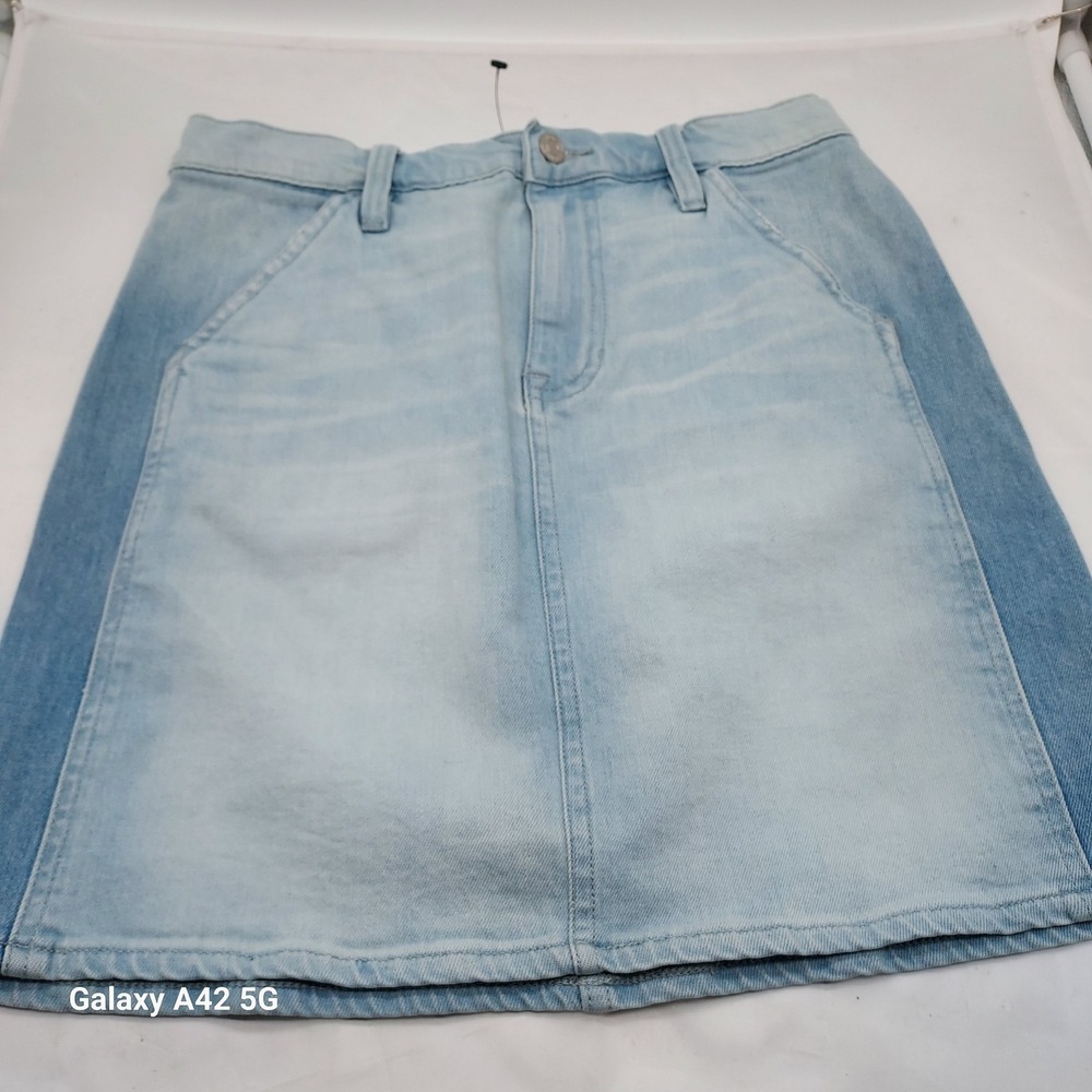 J.Crew Jeans Two Tone Light Wash Denim Mini Skirt Size 26 Blue Stretch Cotton